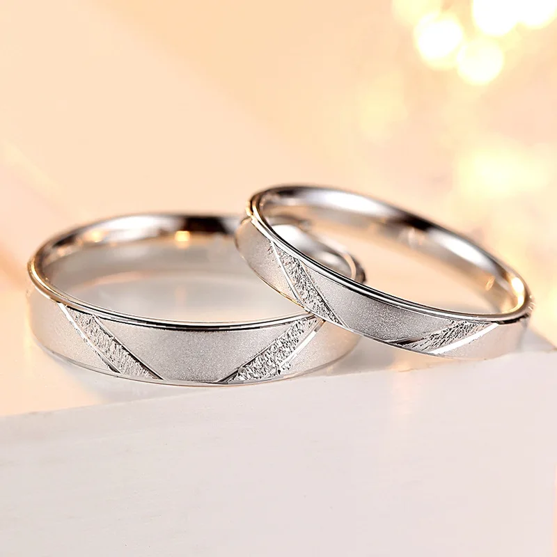 Trendy Wedding Ring Pure 100% 925 Sterling Silver Micro Scrub Couple Band Jewelry Accessories Gift for Women / Men Lovers 4