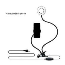 2 IN 1 Lazy Phone Holder 3 Modes LED Fill Light Long Arms Desktop Bed stand Adjustable Aluminum alloy Mount live video streaming