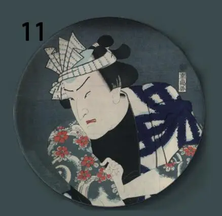 11 Японская керамика подвесная декоративная тарелка Ukiyo-e живопись декоративные тарелки домашний художественный дисплей Настенная Наклейка - Цвет: 11