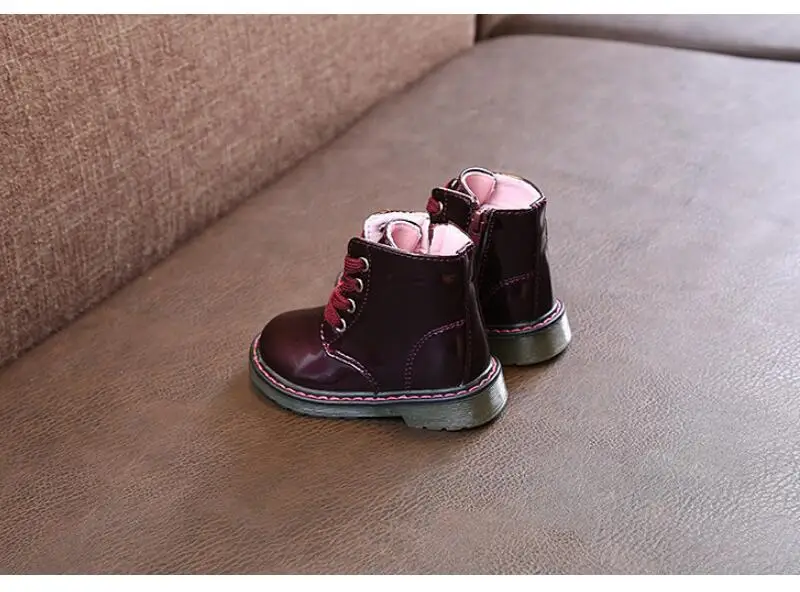 SKHEK новая зимняя детская обувь принцессы из искусственной кожи для девочек, противоскользящие, для ног теплые модные зимние ботинки «мартенс» Размеры для детей от 2 до 6 лет