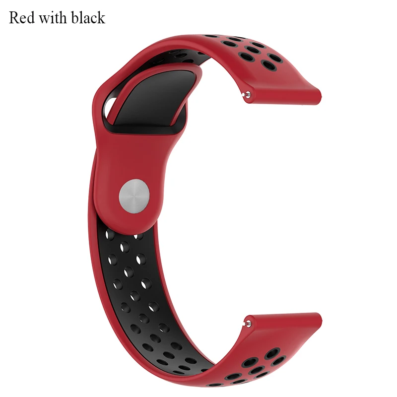 BOORUI ремешок для часов Huami Amazfit Bip двойной цвет 20 мм силиконовый ремешок 22 мм для xiaomi Amazfit - Цвет: Red with black