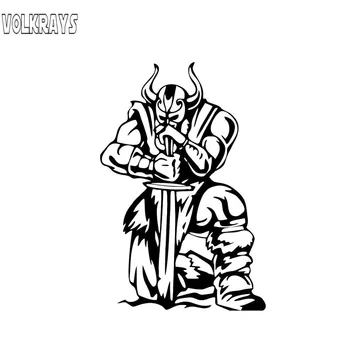 

Volkrays Fashion Car Sticker Kneel Ready To Attack Viking Warrior Soldier Waterproof Sunscreen Vinyl Decal Black/Silver,13cm*8cm
