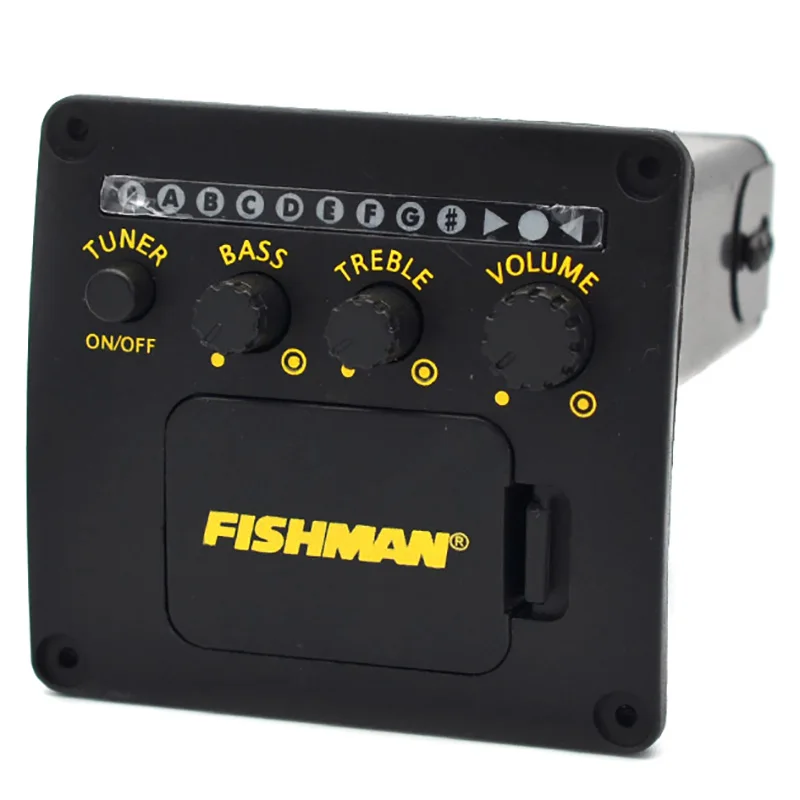 NEW-Fishman 2 полосы эквалайзер с тюнером для акустической гитары пикап черный