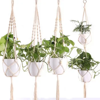 

Vintage Hanging Basket Flower Basket Holder Flowerpot Lifting Rope Macrame Plant Hanger Garden Pot Planter Display String*