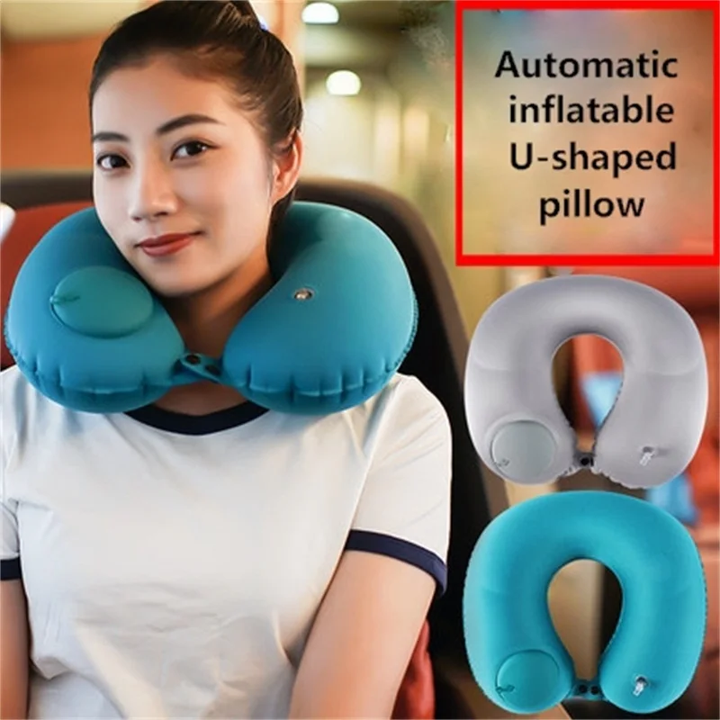 

Portable U-type Automatic Inflatable Travel Pillow Car Headrest Cushion Travel Office Neck Ultra-light Portable Cervical Folding