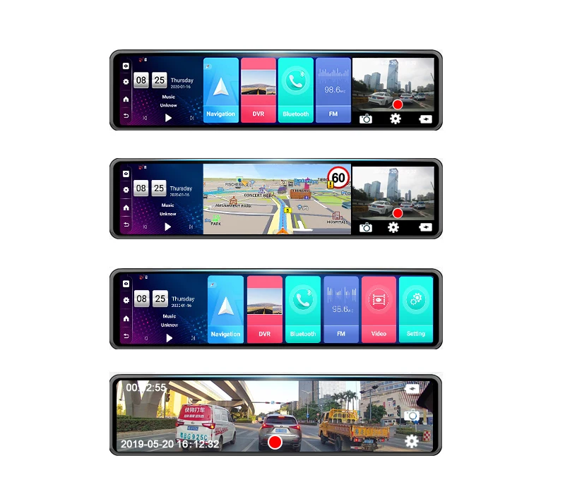12 дюймов Android 4G видеорегистратор Двойной 1080P Автомобильное зеркало заднего вида