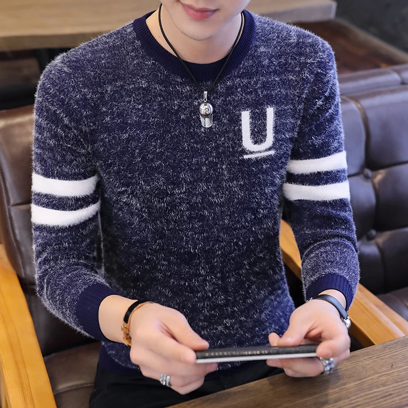 

Autumn Winter Men'S Sweater Men'S Autumn Winter Men'S Solid Color Casual Sweater Men's Slim Fit Brand Knitted Pullovers