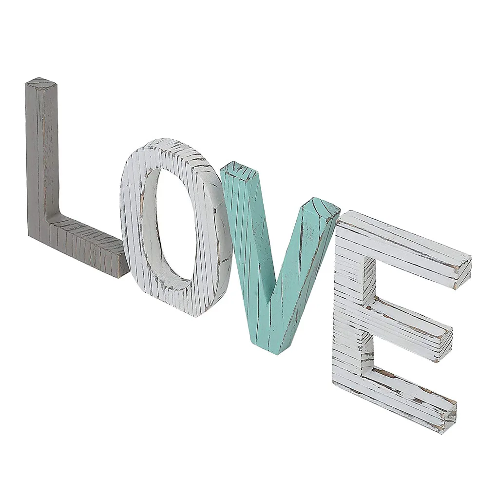 Wooden Letters Love Shaped Wedding Party Banquet Table Vintage Wood Sign Decorations Photo Props