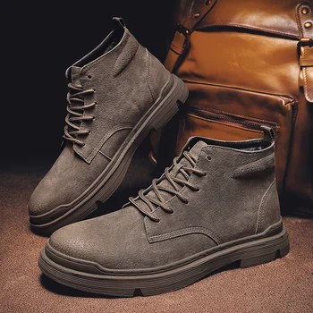 

Men's outdoor two-layer leather old shoes men's shoes tide men's shoes high quality high-top shoes sneakers mens shoes