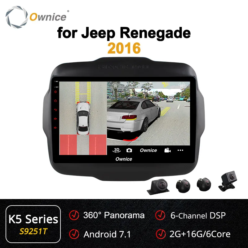 Ownice k3 k5 k6 Android9.0 Восьмиядерный автомобильный Радио плеер DVD gps Navi для Jeep Renegade CarPlay 4G LTE 360 Panorama DSP SPDIF - Цвет: S9251 K5