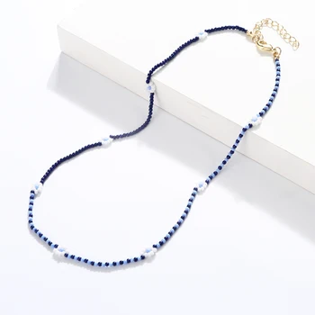 

Fashion Summer Jewelry Handmade Seed Bead Flower String Necklace 16 inch Short Daisy Necklace For Women