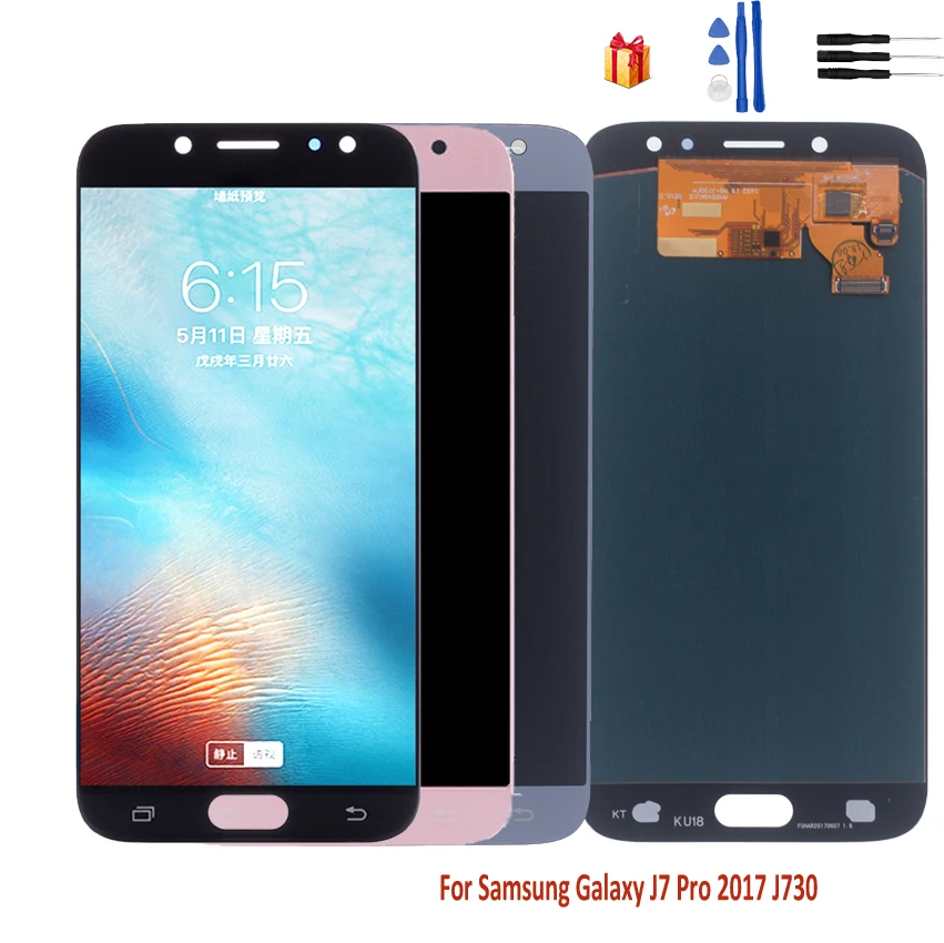 

AMOLED For SAMSUNG Galaxy J7 2017 LCD Display J730 J730f Touch Screen LCD Display Digitizer Assembly For J7 Pro Replacement
