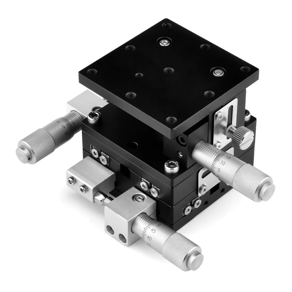 

60x60mm Bearing Measurement Axis Manual Linear Stage Aluminum Alloy Tool Trimming Platform High Accuracy Tuning Sliding Table