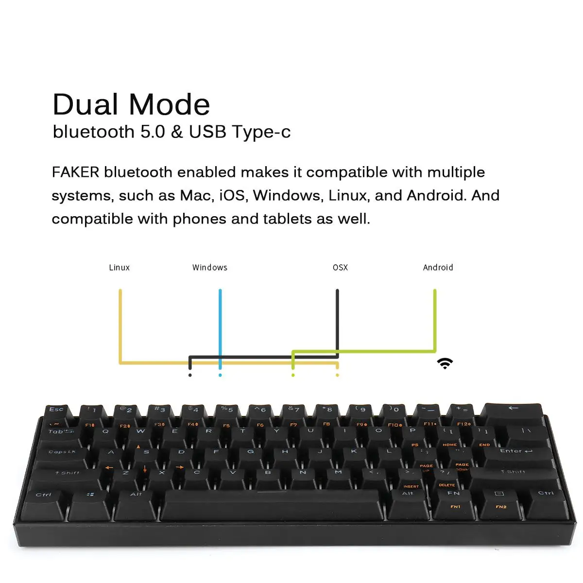 60% NKRO bluetooth 5,0 type-C RGB Gateron Cherry MX Outmu Switch механическая клавиатура PBT Double Shot Keycap игровая клавиатура