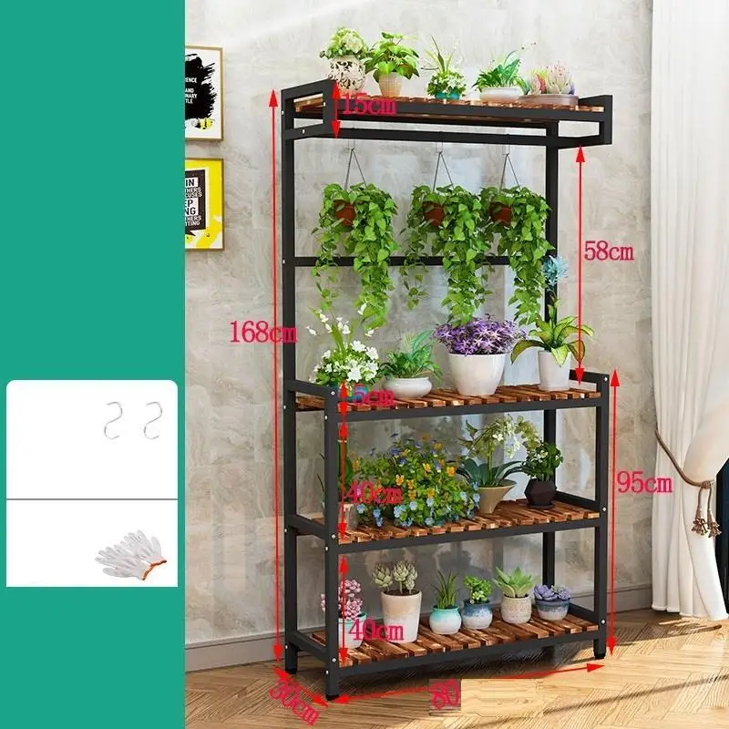 Mueble Estante Para Soporte Plantas Interior Wooden Shelves For Balkon Stojak Na Kwiaty Plant Rack Shelf Outdoor Flower Stand - Color: Number 9