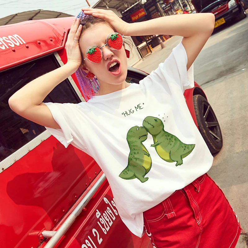 

2019 new Hug me printed T shirt Women hipster interesting T-shirt female Fashion personality Harajuku white tops T Shirt clothes