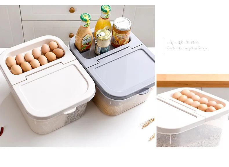Help You Rice Bucket Storage Bucket Cereal Container Storage Box Plastic Storage Bucket Flip Sealed Pest Control Rice Bucket Gra
