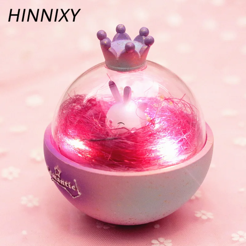 Hinnixy смолы кролик Ночной светильник с розовой короной лампы Настольная лампа декоративные домашние детские игрушки Творческий стакан прикроватный светильник Инж