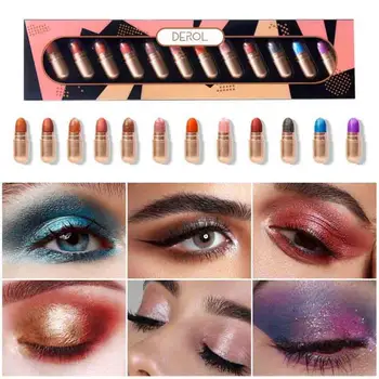 

12 Color Shimmer Eyeshadow Set Mini Capsule Glitter Eye Shadow Pigment Eyes Makeup Palette Waterproof Eyeshadow
