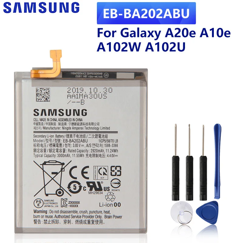 SAMSUNG оригинальный запасной аккумулятор для телефона EB-BA202ABU Samsung Galaxy A20e A10e A102W A102U