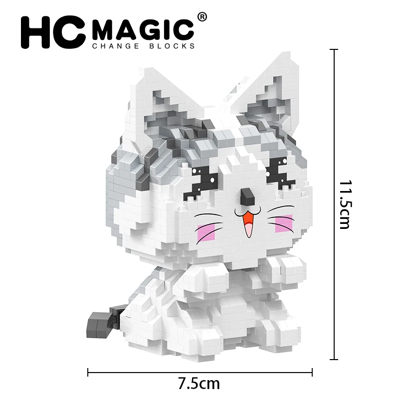 

HC Magic Blocks Small size Mini Bricks Kawaii Cat Model Anime DIY Building Toys Juguetes Auction Figure toy Girls Gifts 6041