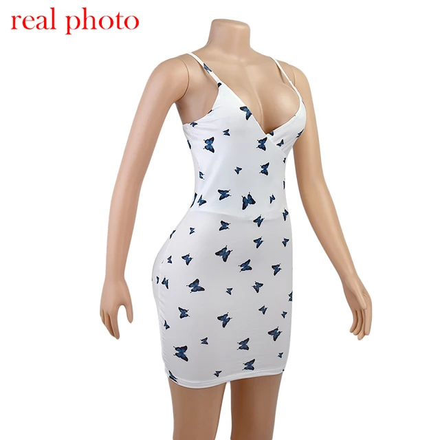 Cryptographic Butterfly Print Fashion Sexy V-Neck Backless Mini Dress Club Party Skinny Short Dresses Bodycon Women's Clothing 5