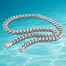 Personality Cool Men Necklace Wide10MM 925 Sterling Silver Cuban Male Chain Waves Men Link Chain Fashion New Jewelry Gift