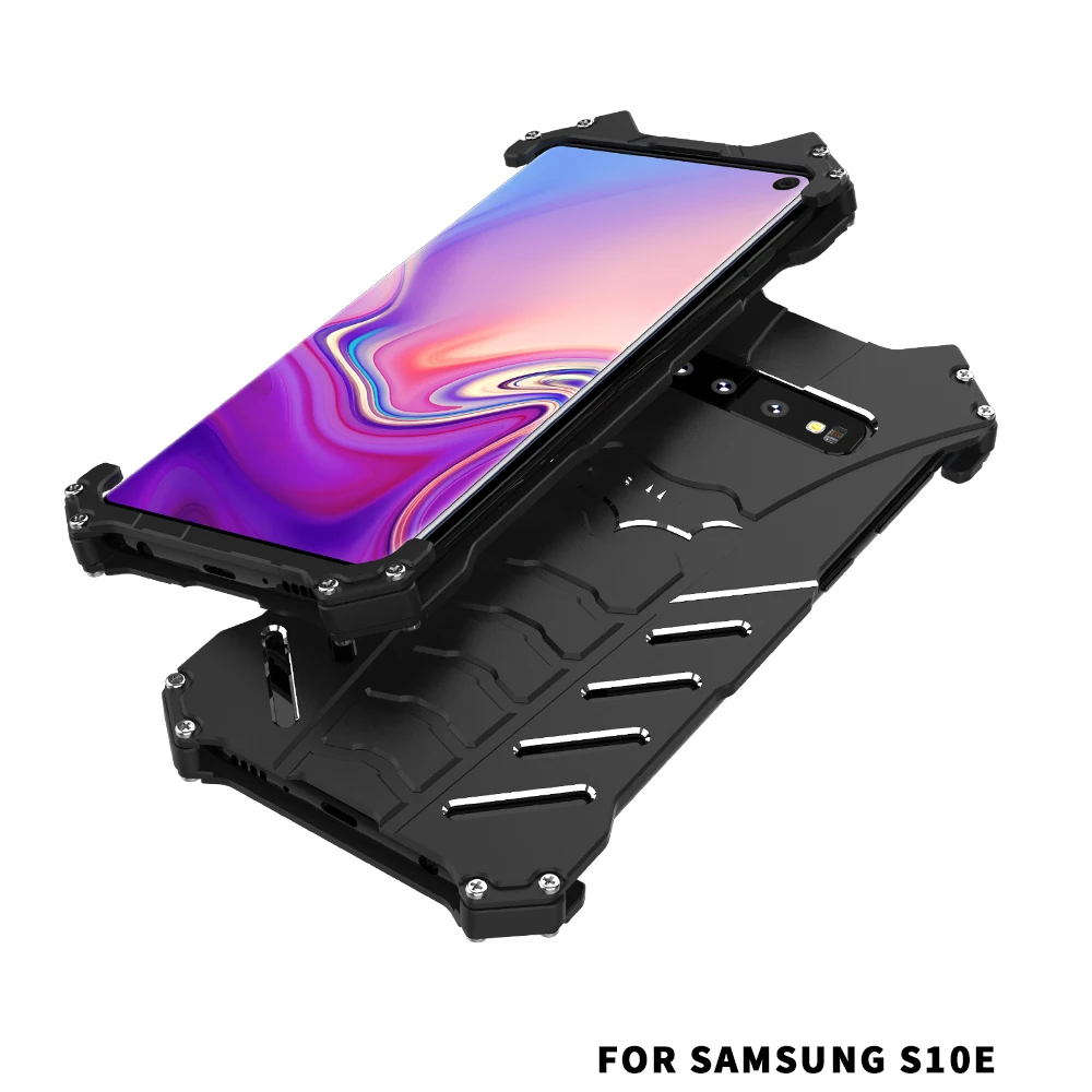 Чехол с Бэтменом для samsung Galaxy S10 S10E S9 Plus S8 S7 Edge S6 ударопрочный алюминиевый чехол для телефона s с вырезами дизайн анти-капля сумка - Цвет: Black