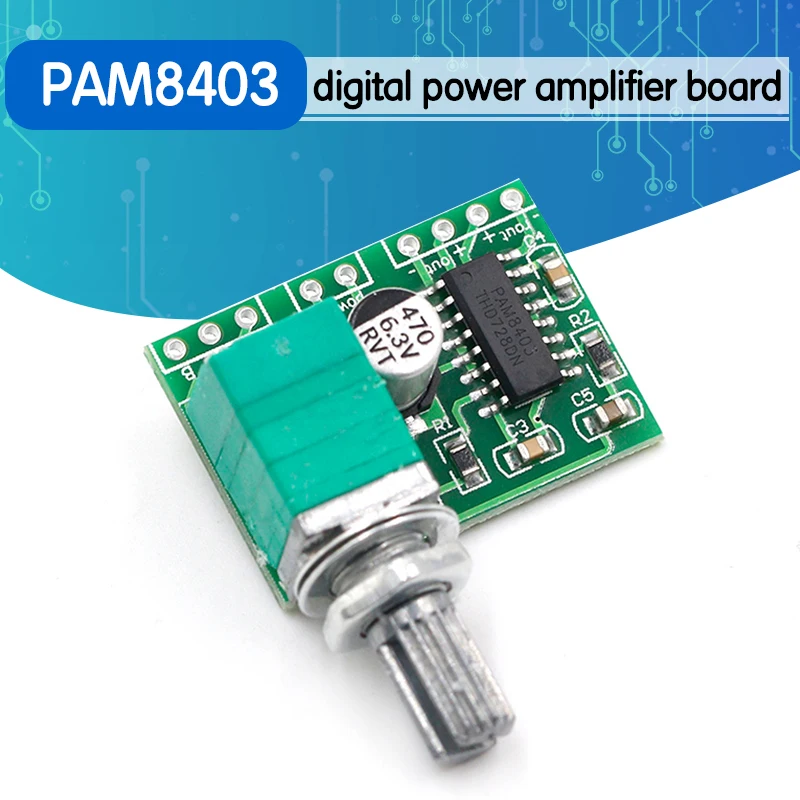 Плата аудиоусилителя мощности PAM8403 5 В 2 канала 3 Вт управление громкостью/Питание