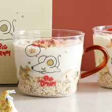 Мультфильм креативная Скандинавская стеклянная чашка круглая прозрачная чашка для воды с ручкой Copa De Cristal студенческий сок молоко посуда для напитков MM60BLB