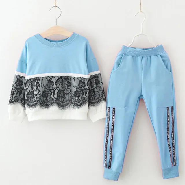 Autumn Winter Toddler Girls Clothing Sets Girls Clothes 2pcs Outfit Kids Sport Suit Christmas Children Clothing For Girls Sets - Цвет: Blue