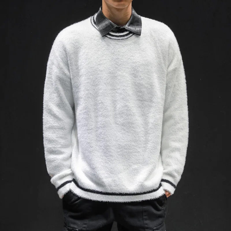 

Autumn New Sweater Men Slim Fashion Solid Color O-neck Knit Pullover Man Streetwear Versatile Warm Large Size Sweater Clothes