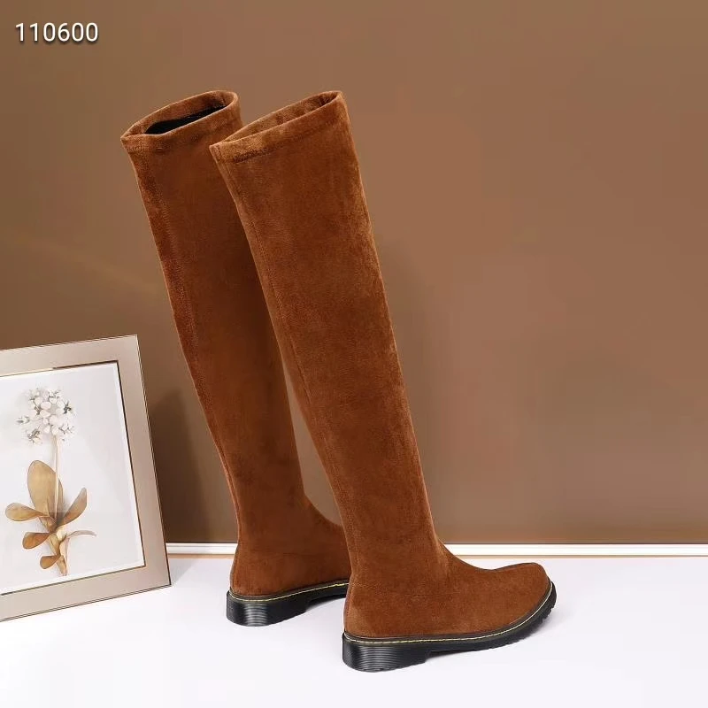 Silla линейки; коллекция года; Подиумные эластичные сапоги с круглым носком; женские Сапоги выше колена без застежки; женские высокие сапоги; женские рыцарские сапоги