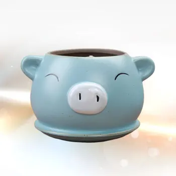 

1PC Succulent Storage Jar Mini Bonsai Container Ceramic Flowerpot Gardening Supply Pig Design Planter for Family Men Students