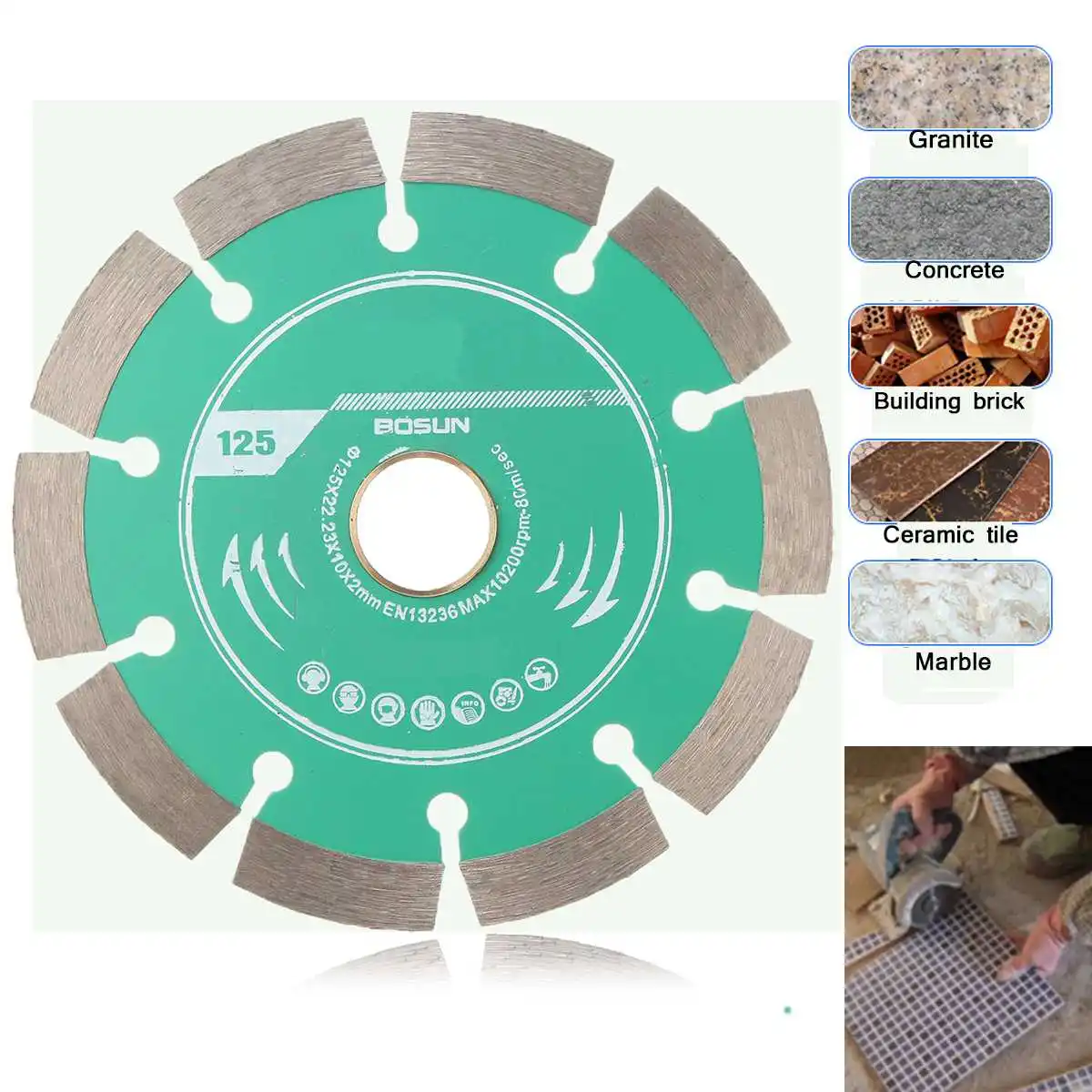 1pcs 125mm Metal Alloy Diamond Wheel Cutting Disc for Concrete Marble Masonry Tile Thickness 2mm Engineering Cutting