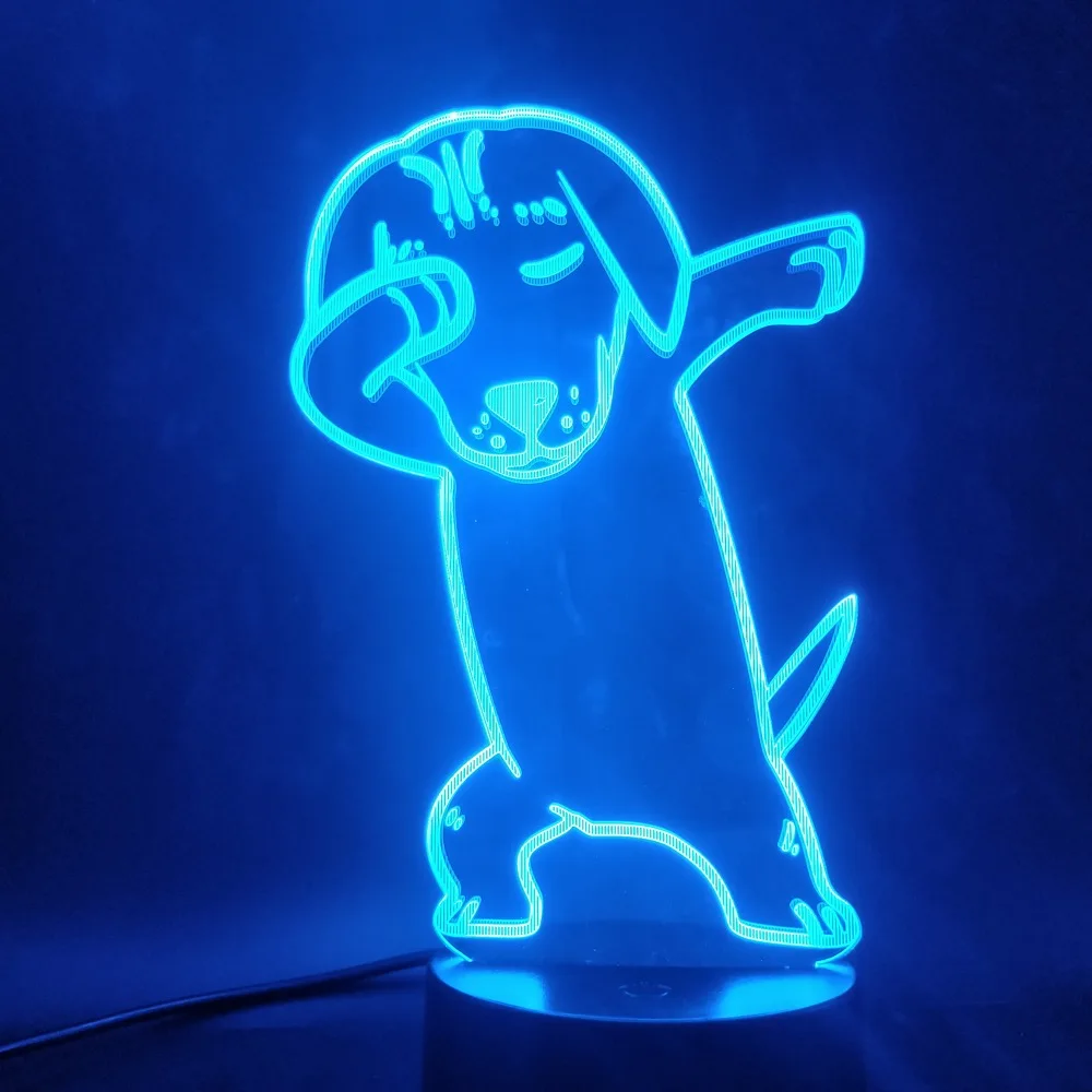 3D Lamp Cute Play Handsome Dog Touch Sensor Atmosphere Color Changing with Remote for Room Decoration Led Night Light Lamp