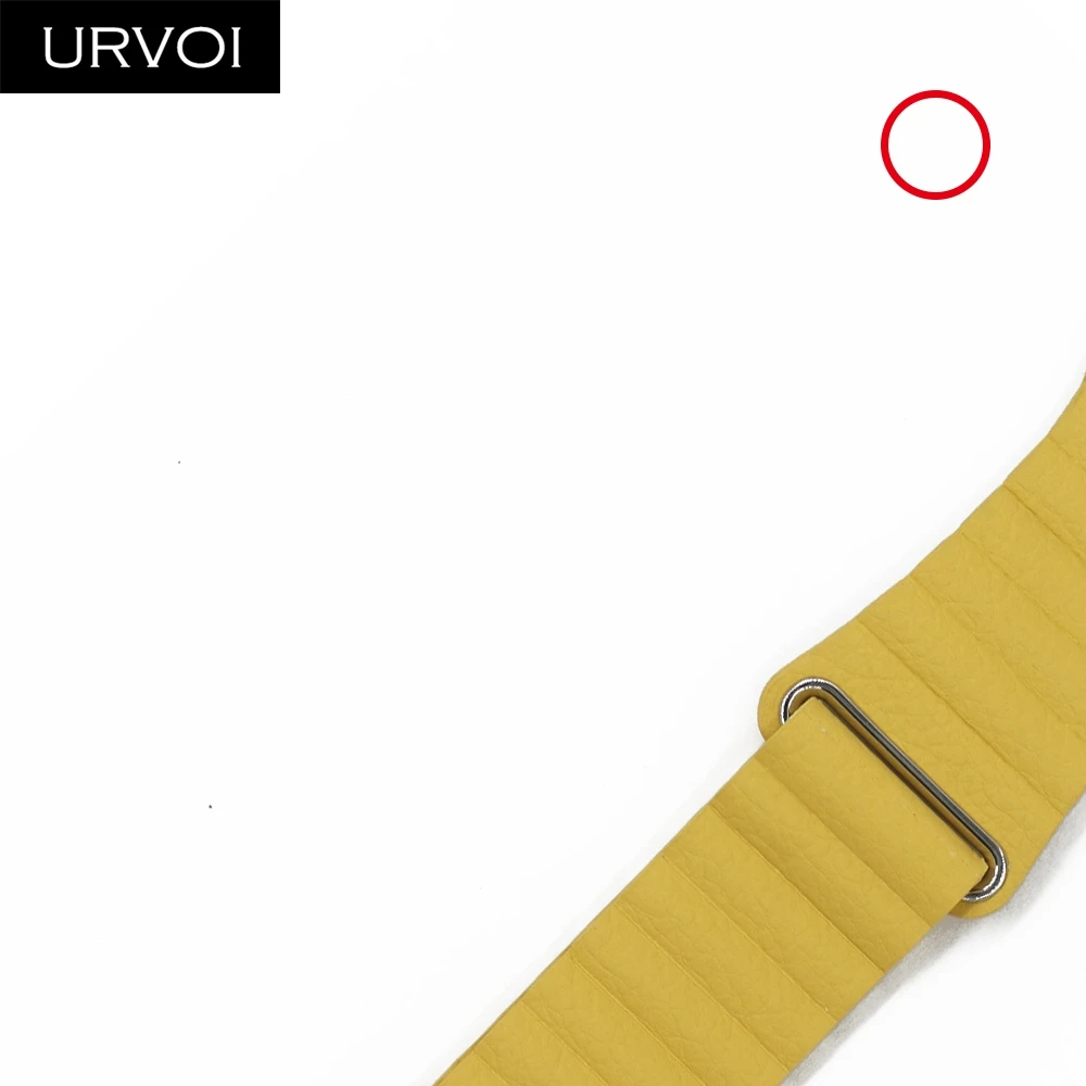 URVOI кожаный ремешок для apple watch series 5 4 3 2 1 ремешок для iwatch 40 44 мм мягкий pu Кожаный ремешок Удобная пряжка с магнитом - Цвет ремешка: Cream Yellow