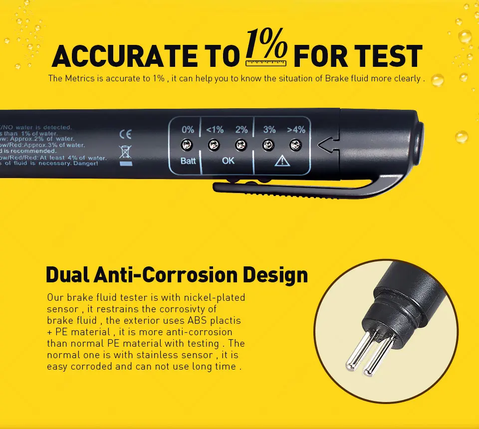 Brake Fluid Liquid Tester Pen With 5 LED Vehicle Diagnostic Tool For DOT3/DOT4 automobile exhaust gas analyzer