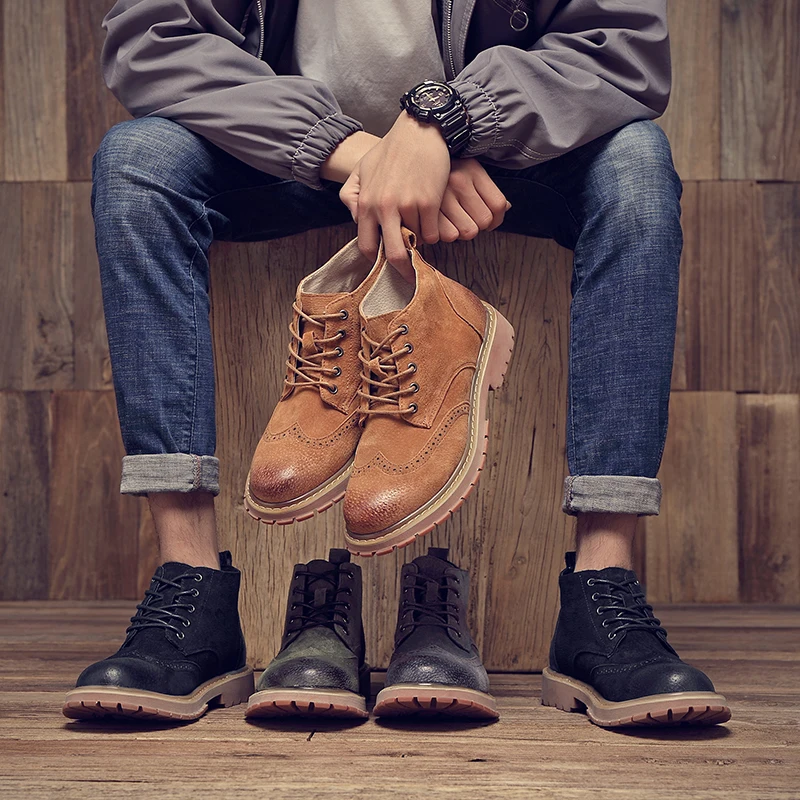 

2019 New Spring and Autumn Martin Boots Men In The Fashion Trend Casual Wild High To Help Winter Shoes Men's Boots