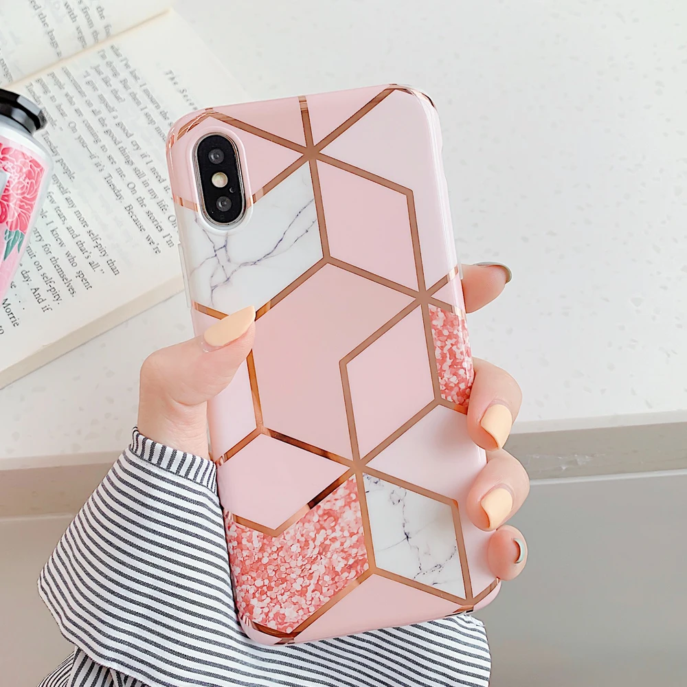 Чехол для телефона с геометрическим покрытием iPhone 12 Mini 11 Pro Max XR XS 7 8 Plus X мягкие IMD