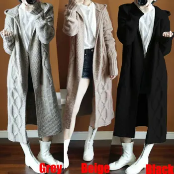 

Womens Cashmere Hoodie Knitted Long Sweater Cardigan Coats Outwear Overcoat NEW Thickening Fashion Leisure