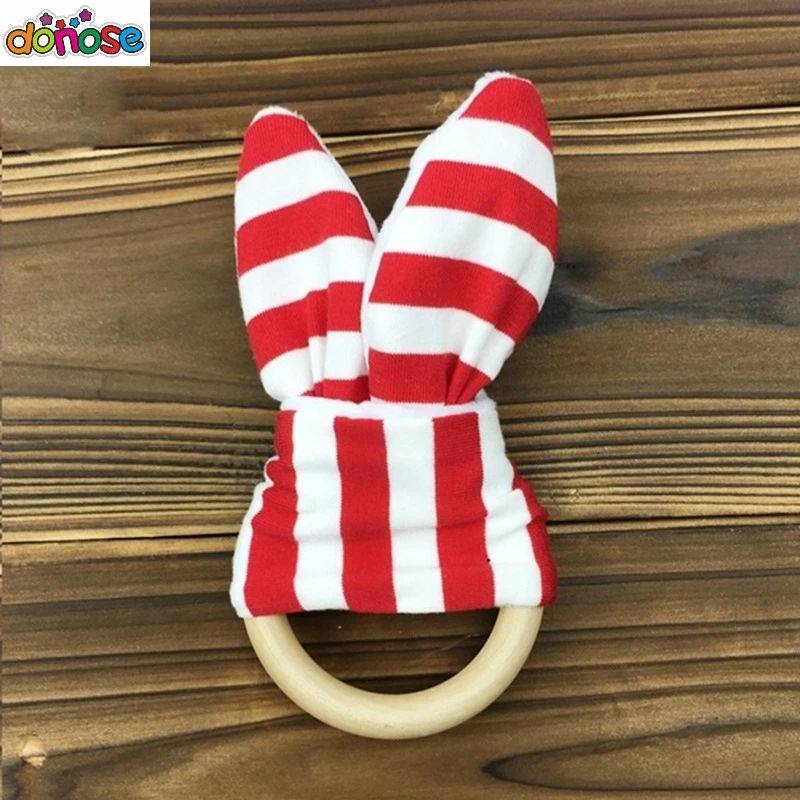 Детский Прорезыватель с заячьими ушками DIY прорезиненный деревянный браслет из бука животные подарок для душа игровой, для тренировок детская игрушка-погремушка