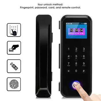 

smart lock 2.4"inch Color Screen Fingerprint Password Card Remote Control Smart Lock w/ Attendance for Glass Single Double Door