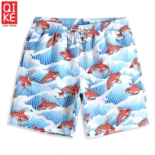 Обшитые мужские шорты с мультяшными рыбками, сексуальный Быстросохнущий купальник для серфинга, бегунов с принтом, спортивные трусы, свободные