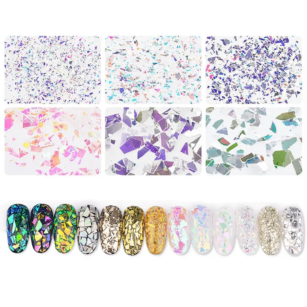Блестки для дизайна ногтей нестандартные целлофановые фрагменты инструмент