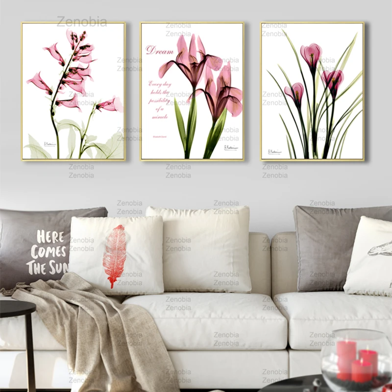

Pink Flower Narcissus Canvas Painting Nordic Wall Art Minimalist Modular Posters and Prints Pictures for Living Room Decoration