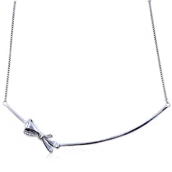 

Original Brilliant Bow With Sliding Clasp Necklace For 925 Sterling Silver Necklace Women Wedding Gift Diy Europe Jewelry