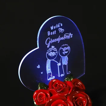 

Crystal Heart Shape LED light Rose Flower Engraved Carving gift Girlfriend Birthday Gift LED Light Gift Souvenir