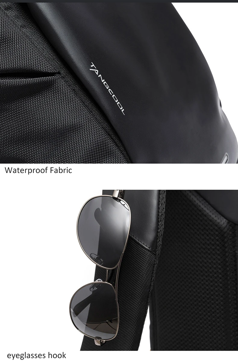 Tangcool, многофункциональный мужской рюкзак для ноутбука, 15,6 дюймов, большой объем, водонепроницаемые Рюкзаки, мужская дорожная сумка, повседневная, Mochila, черный цвет