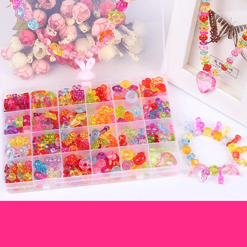 24 сетки детская развивающая игрушка с бисером DIY ручной работы разноцветные Maca комплект с бусинами для девочек из бисера соска струнные бусины украшения - Цвет: Многоцветный